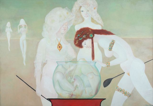 Leonor Fini, Les étrangères, 1968. © ADAGP, Paris, 2024. Photo by Jérôme Kelagopian