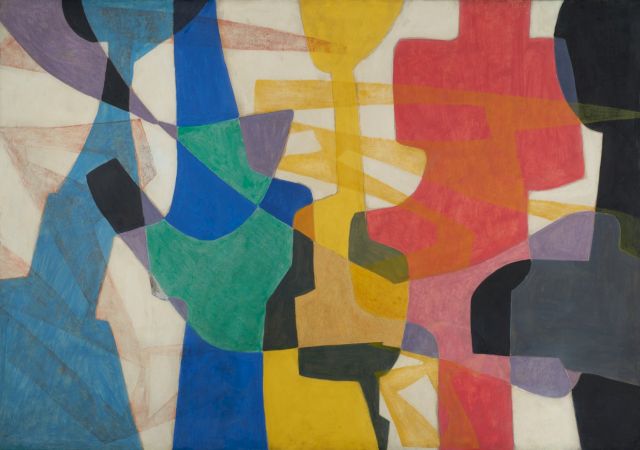 Maria Jarema, Words, 1956, oil, gouache, monotype, paper, canvas, 70 x 100 cm. STARAK COLLECTION © Heirs of Maria Jarema